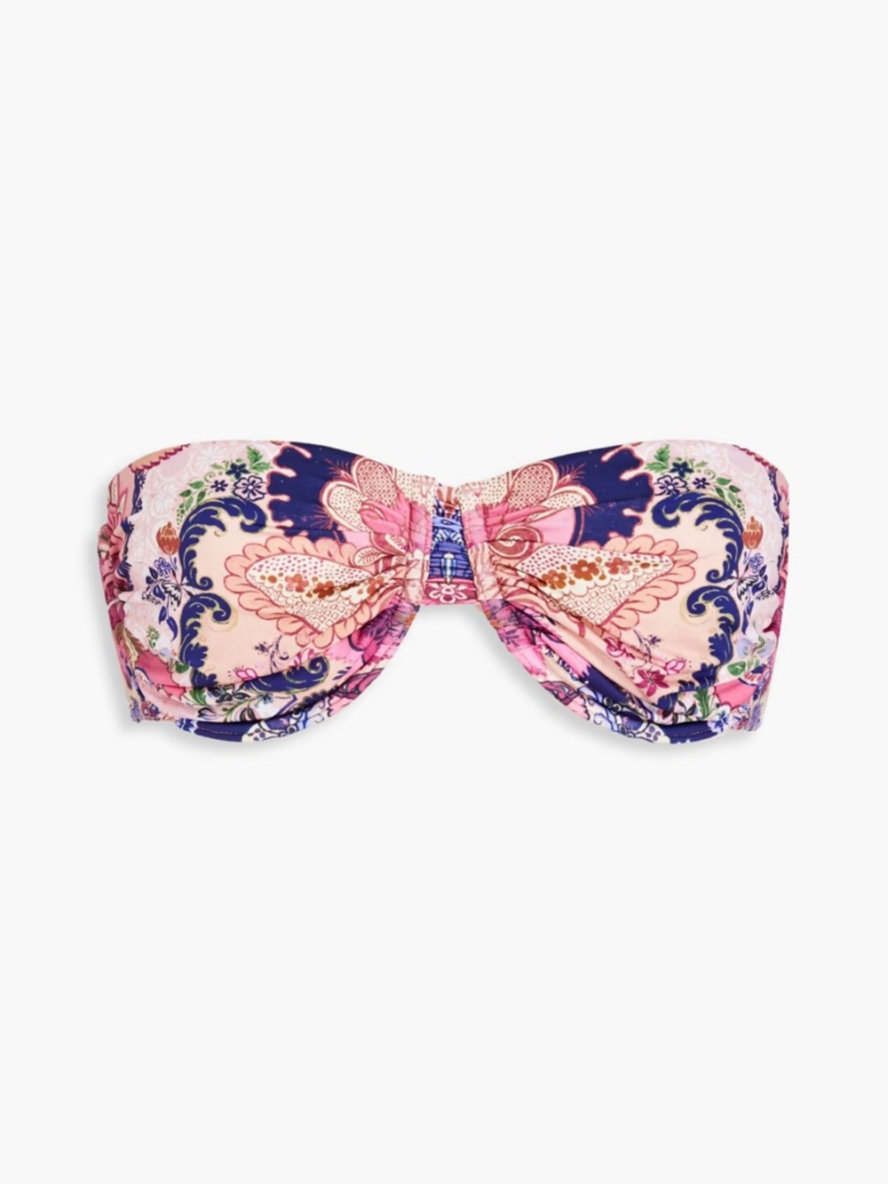 Strapless Bandeau Bikini Top - Pink Floral Print